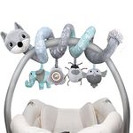 MONSTIME Car Seat Toys Newborn Toys, Stroller Toys Baby Toys 0-3 Months Infant Toys, Baby Toys for Carseat Stroller Crib, Baby Toys for 0 3 6 9 12 Babies Boys Girls Enfants (Gray)