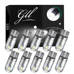 GLL T10 LED Bulbs, White 501 W5W LED Bulbs 3030 2 SMD 120 Lumens for Car Dome Lights Side Lights License Lights Trunk Lights