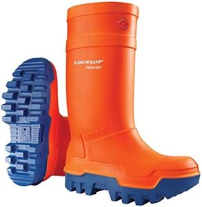 DUNLOP Purofort Thermo+ - Unisex Full Safety Waterproof Work Boots, Orange/Blue, Antistatic and Slip-Resistant Wellies with Steel Toecap for Outdoor, Farm and Industrial Work - EU43, UK9