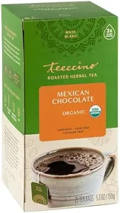 Teeccino Mexican Chocolate Herbal Tea - Rich & Roasted Herbal Tea That’s Caffeine Free & Prebiotic for Natural Energy, 25 Tea Bags