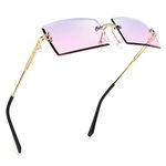 FEISEDY Vintage Rimless Sunglasses Rectangle Frameless Candy Color Glasses Women Men B2642