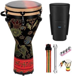 MOSEN Freestyle Mechanically Tuned 12-Inch Djembe, Carbon Fiber Hand Drum, Professional Africa Drum with drum Strap, Wrist Bells, Pendant (Pattern)