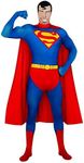 DC Comics Adult Superman 2nd Skin Zentai Super Suit, Blue, Large Costume