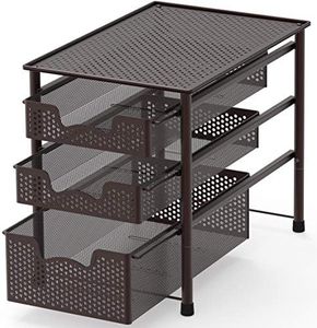 SimpleHouseware Stackable 3 Tier Sliding Basket Organizer Drawer, Bronze