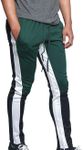 Men's Color Block Dual Side Stripe Contrast Color Slim Fit Drawstring Premium Track Pants TR523 - Green - 4X-Large