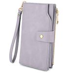 UTO Wallets for Women Wristlet RFID Large Capacity PU Leather Clutch Card Holder Organizer Ladies Purse Strap Thistle Purple CA