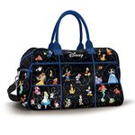 The Bradford Exchange Disney 'Relive The Magic' Quilted Weekender Tote Bag – Black Poly-Twill Fabric Bag Featuring 61 Disney Characters. 5 Roomy Pockets And Trolley Sleeve. Exclusive To