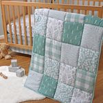 The Peanutshell Crib Bedding Set for Boys or Girls, Neutral 3 pc Baby Bedding, Sage Green Floral Nursery Decor