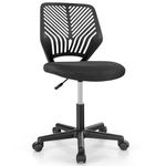 Giantex Kids Desk Chair, Armless Kids Computer Chair with Lumbar Support, Mesh Adjustable Swivel Study Chair with Wheels, Small Office Chair for Girls Boys Teen in Bedroom School (Black)