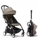 Stokke Babyzen YOYO3 Stroller from 6 Months - Includes Black Frame, Seat Cushion + Canopy - Folds in & Out in a Flash - Light & Compact - Carry-On Compatible - Taupe