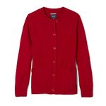 French Toast Girls' Anti-Pill Crew Neck Cardigan Sweater, Red, 10-12