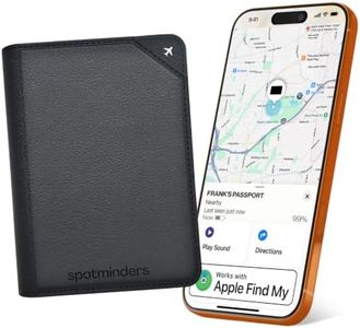 Spotminders. Apple MFi Certified Trackable Passport Holder for Travel (iOS Only) Works with Apple Find My, Rechargeable Passport Cover 3 Years Battery Life, Black RFID Blocking Travel Wallet Gift