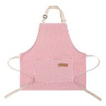 Kids Apron with Pocket,Adjustable Children's Waterproof Cooking Apron,kids Kitchen Bib Aprons for Cooking Baking Painting (Pink)