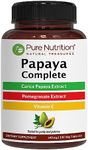 PURE NUTRITION NATURAL TREASURES Papaya Complete - 120 Veg Capsules. (Supports Platelet Immunity & Digestion) Each Capsule Contains 500mg Carica Papaya Fruit and Leaf Extract | 120 Days Supply