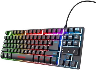 Trust Gaming TKL Keyboard with UK Layout GXT 833 Thado - Compact Tenkeyless Design (80%), RGB, Multicolour LED Lighting, Anti-Ghosting, USB Plug & Play, PC/Mac/Laptop [Amazon Exclusive], 24242