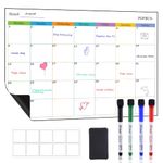 POPRUN Magnetic Monthly Planner Family Whiteboard Calendar for Fridge,Weekly Planner Fridge, A3 Chores Chart, Dry Wipe Planning Boards Meal Planner Board Memo Calendar Monday to Sunday, 43 x 28cm