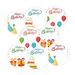 weRevel Happy Birthday Wishes Note Stickers, 40 Pieces, 2inches, Round, 4 Unique Designs, Made of Sticker Paper