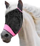 SMFUSMFU Horse Fly Mask with Ears Comfort Stretchy Face Covering for Protect Horse's Face, Ears, and Eyes from Horseflies/Tick/Bedbugs and UV Protection(Pink, Large)