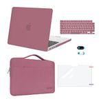 MOSISO Compatible with MacBook Pro 14 inch Case 2024 2023-2021 M3 A2918 A2992 M2 A2779 M1 A2442 Pro Max, Plastic Hard Shell Case&Sleeve Bag&Keyboard Skin&Screen Protector&Webcam Cover, Tea Petal Pink