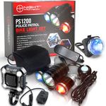 NP NIGHT PROVISION PS1200 Front & Rear Police Patrol Bike Light with ZIREN-140dB Bike Horn - Red/Blue Strobe LED - Rechargeable - Water Proof - 5 Modes