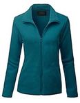 DOUBLJU Soft Polar Fleece Jacket Full Zip Long Sleeve with Side Pocket Casual Basic Lightweight Coat for Women with Plus Size, Cwoja151_teal, 3X