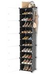 Mevigo Shoe Rack Plastic - 20 Pairs Portable Shoe Rack for Home, DIY Shoe Storage Organizer for Closet with Dustproof Door for Heels/Slippers/Boots for Entryway & Bedroom - Black