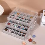 CLUQMEIK Acrylic Rock Collection Display Case with 54 Grids Storage Compartments Rock Collection Boxes Display Organizer Collection Storage Display Cases for Collectibles Crystal /Rock