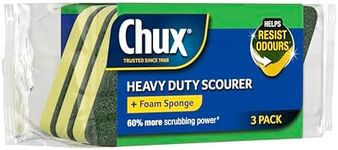 Chux Heavy Duty Scourer Scrub with Foam Sponge Layer, Rinses Easily and Resists Odors, 3 Count