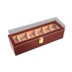 Watch Box Organizer - Watch Case Box for Men - Watch Organizer Storage Tray for Women - Wrist Watch Collection Holder 6 Slots - Sleek And Durable Display Case for All Watch Enthusiasts, Brown