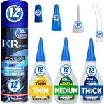 CA Glue with Activator Kit (36x1.75 oz. Thin-Medium-Thick + 12x16.9 fl.oz.) Cyanoacrylate Glue and Activator, Super Glue Accelerator, Super Glue for Wood, Woodworking, Plastic, Guitar, 3D Printing