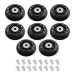 ECSiNG 8pcs 70mm 82A Skating Wheels with ABEC-7 608ZZ Bearing for Boys & Girls Indoor Outdoor Recreational Riding with 6mm White Plastic Spacers Replacement Black PU