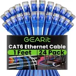 GearIT Cat 6 Ethernet Cable 1 ft (24-Pack) - Cat6 Patch Cable, Cat 6 Patch Cable, Cat 6 Cable, Cat6 Ethernet Cable, Network Cable, Internet Cable for Personal Computer - Blue 1 Foot