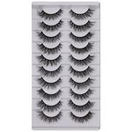 JIMIRE False Lashes Natural Wispy Cat Eye Mink Lashes Pack 12mm Short Small Fake Eyelashes 10 Pairs