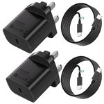 25W Fast Charger for Samsung/iPhone15 with 2M Cable(2pack), USB C Charger/Plug for Samsung Galaxy S23 Ultra/S23/S22 Ultra/S22/S21/S20,Type C Plug Super Fast Charger for Samsung/iPad