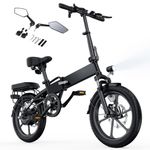 Finbike U3 Electric Folding Bike, 16 inch Portable Electric Bicycle, 2.5H Fast Charge Ebike, 25KM/H & 45KM Range, 3 Riding Modes, Front Shock Absorber, Foldable E-bike for Adults/Teens
