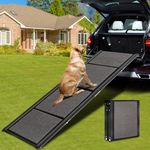 71" Max Length&20" Width Dog Car Ramps,Large Dog Folding Ramp with Non-slip Carpet Surface,Pet Stairs Ramp for Large Cars,SUVs,Trucks & Outdoor Steps,Dog Stairs for Large Dogs Up to 285LBS