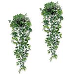 Artificial Hanging Plants – Set of 2 Decorative Fake Potted Plants for Indoor & Outdoor - Home Office Garden Shelf Wall Decoration