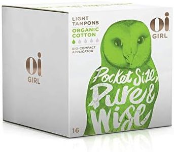 Oi Girl Organic Cotton Tampons, Box of 16 Light Tampons, Discreet BioCompact Applicator