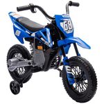 AIYAPLAY 12V Kids Electric Motorbike, Kids Electric Ride on Motorcycle, Battery Powered Toy with Twist Grip Throttle, Training Wheels, Suspension System, Music, Blue