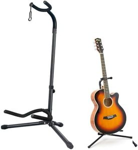 Taend Lykken Universal Upright Floor Guitar Stand, Portable Upright Guitar Stand, Folding Guitar Stand, Guitar Accessories Adjustable Tripod for Acoustic, Electric, Classical Guitars and Bass