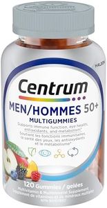 Centrum Men 50 Plus MultiGummies, Multivitamins/Minerals Gummies for Men 50+, Cherry, Berry, and Apple Flavours, 120 Count