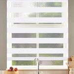 SEEYE Cordless Zebra Blinds Roller Shades for Window Day and Night Blind Dual Layer Light Filtering Shade Light Control Room Darkening Horizontal Window Treatment 36" W X 72" H, White