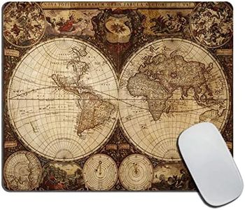 World Map Mouse Pad, Old World Map Drawn in 1720s Nostalgic Style Art Historical Atlas Vintage Design Rectangular Mouse Pad, Non-Slip Rubber MousePads for Office Home Laptop, 9.5"x7.9"x0.12" Inch