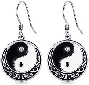 Yin Yang Earrings 925 Sterling Sliver Ying Yang Dangle Drop Earrings Hypoallergenic Yin and Yang Irish Celtic Knot Jewelry Gifts for Women, Sterling Silver, sterling silver