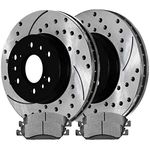 AutoShack Front Drilled and Slotted Brake Kit Rotors Black and Performance Ceramic Pads Pair of 2 Driver and Passenger Side Replacement for Chevrolet Silverado 1500 Tahoe Avalanche PERF650991092