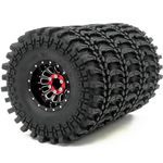 HOBBYSOUL RC 1.9 Tires Height 4.75'' Tyres & 1.9 Beadlock Wheels Adjustable 4 Negative Offsets Rims Black for 1/10 Mud Crawler TRX4 SCX10 Gen8,(4-Pack, Assembled)