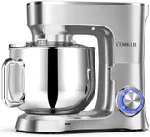 COOKLEE Stand Mixer, 9.5 Qt. 660W 10-Speed Electric Kitchen Mixer with Dishwasher-Safe Dough Hooks, Flat Beaters, Wire Whip & Pouring Shield Attachments for Most Home Cooks, SM-1551, Silver