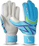 Kalci Soccer Goalkeeper Gloves for Kids Boys Children Youth Football Goalie Gloves with Thick Latex Foam Padding, Hook & Loop Strap for Wrist Support(Blue-Size-7)