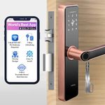 Golens Smart Door Lock, WiFi+BT, 7-Way Unlocking Including Fingerprint, Pincode, RFID Card, Mobile App, Mechanical Key| Fingerprint Lock, Digital Lock for Door| No Gateway Needed, (X4N, Red Bronze)