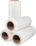 Rhino Stretch Wrap Film 1 Box of 4 Rolls 14-inch x 1500 Feet 70 Gauge, Self-Adhering Clear Shrink Wrap for Packing, Industrial Strength Transparent Plastic Stretch Wrap Film for Moving Supplies
